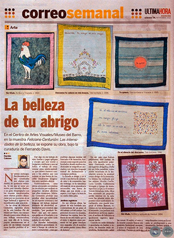 LAS INTENSIDADES DE LA BELLEZA - C.C.E. JUAN DE SALAZAR 2013 - OBRAS DE FELICIANO CENTURIÓN